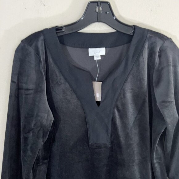 J. Jill Pure Jill Women’s Velour V-Neck Tunic Stretch Black Petite Medium New - Picture 2 of 6